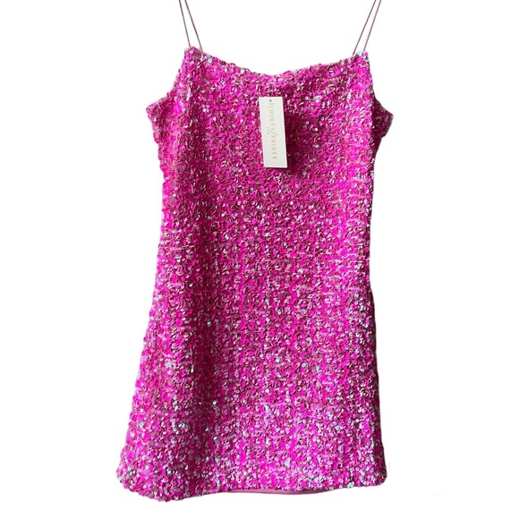 IRIDESCENT SEQUIN MINI PINK DRESS SIZE MEDIUM - Picture 1 of 6